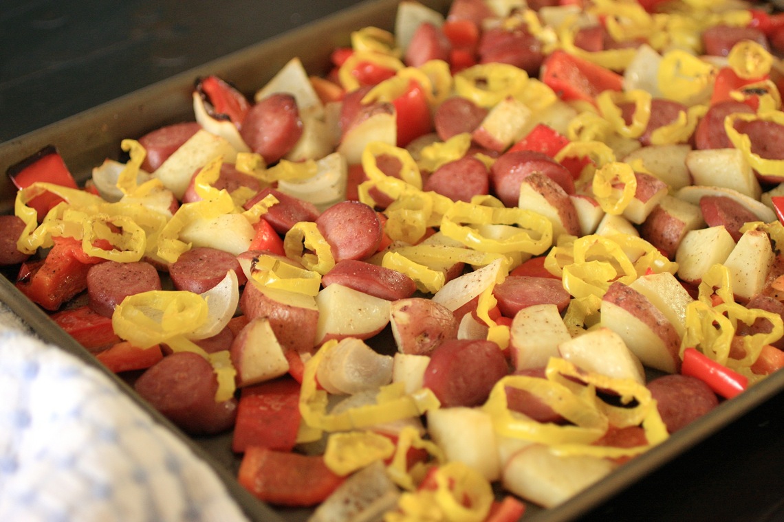 Roasted Sausage, Peppers, Onions and Potatoes