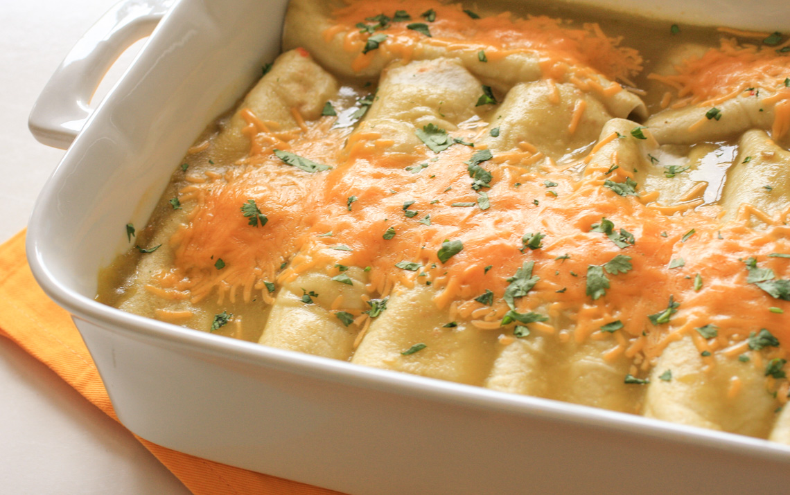 5 Ingredient Salsa Verde Chicken Enchiladas